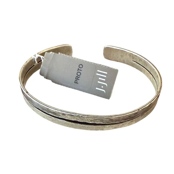 J. Jill Metal Cuff Bracelet Silver Tone Textured Rustic Minimalist Boho Classic - Picture 4 of 11